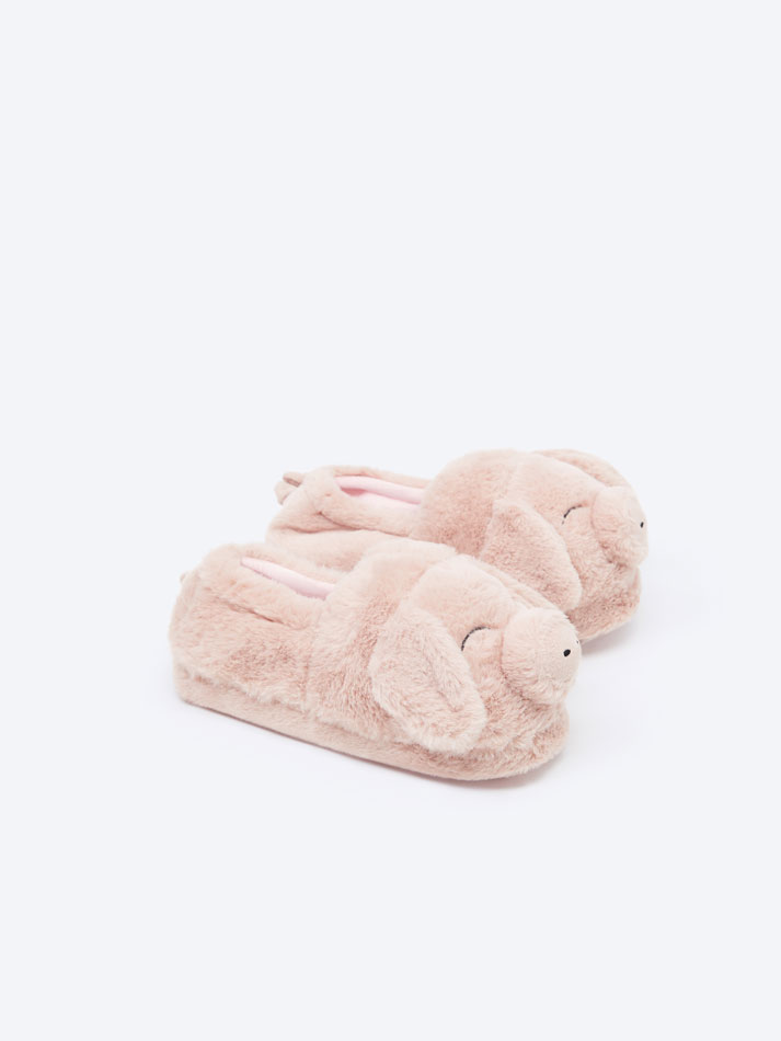 Pantufa de casinha de porquinho - Rosa