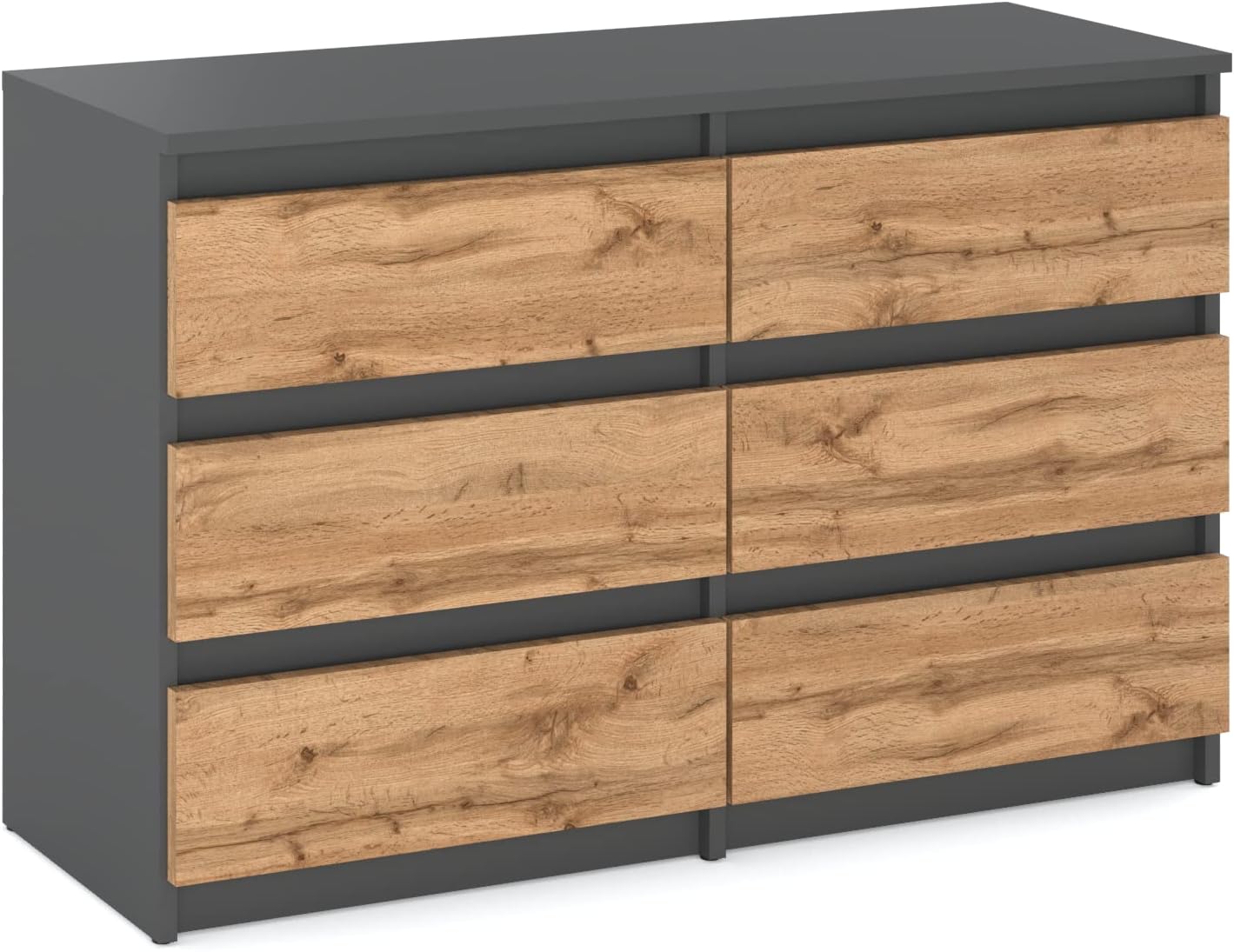 MRBLS Kommode mit 6 Schubladen Sideboard Schubladenschrank Kleiderschrank Modern Möbel mit Schubladen für Ihr Schlafzimmer (Grau Matt - Wotan) – 100 x 71,5 x 33,5 cm (B/H/T)
