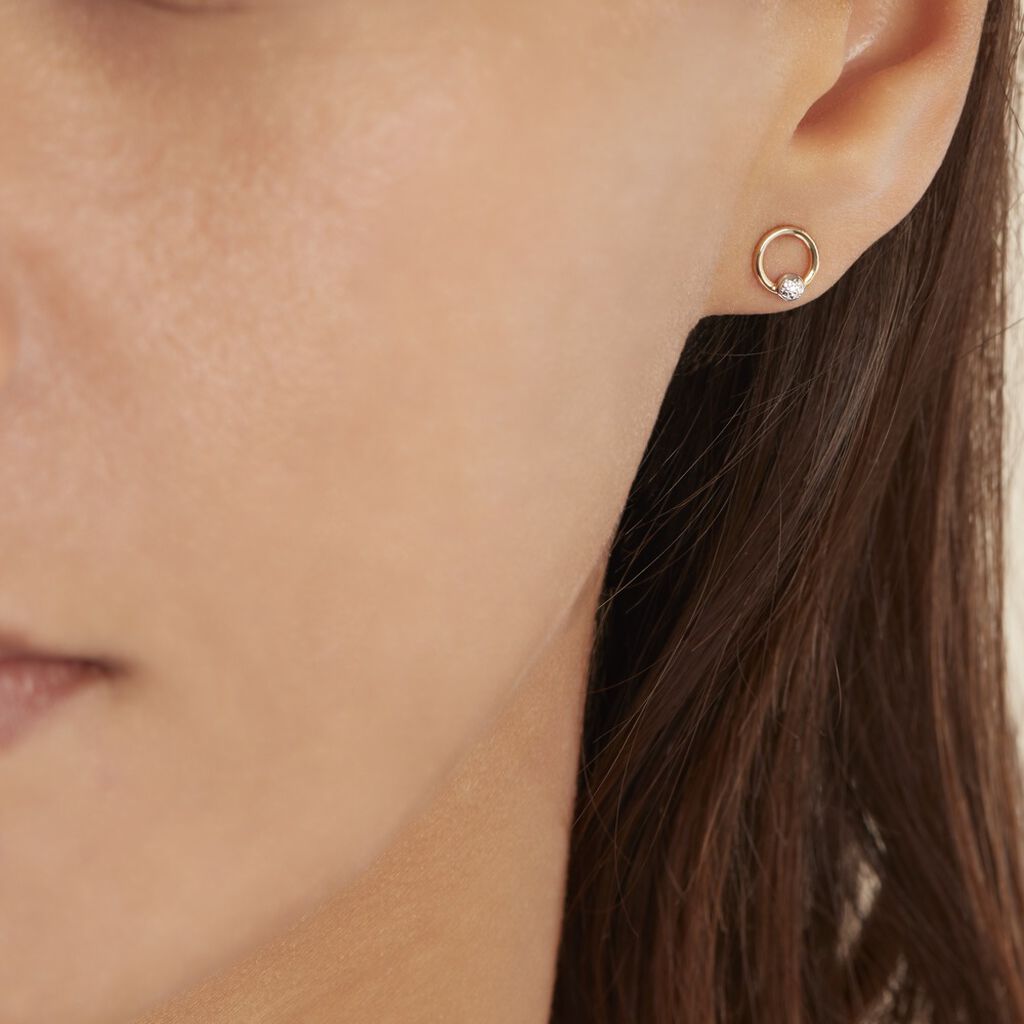 Boucles D'oreilles Puces Gisa Jaune Diamant Blanc