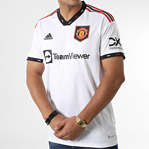 Maillot De Foot Col V Manchester United H13880 Blanc