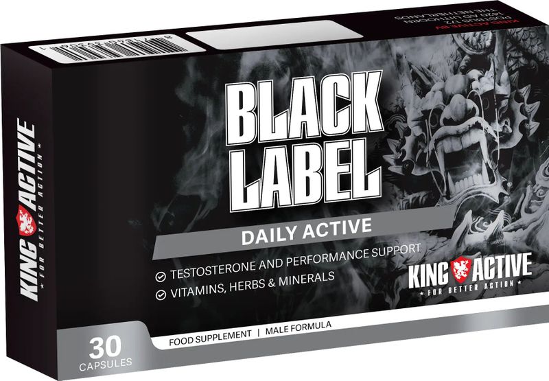 King Active Black Label - Mannenformule - Plantaardig Supplement - Ondersteuning van Testosteron en Energie
