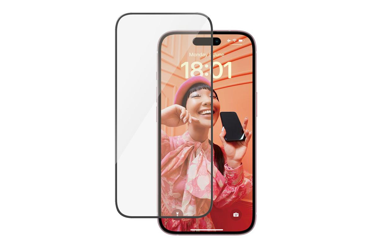 iPhone 15 Antibakterielles Ultra Wide Fit Panzer Glas Displayschutz Case Friendly (2809)