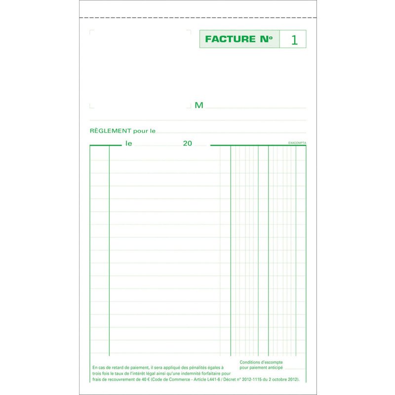 Cahier de facture Manifold Exacompta autocopiant 22 x 13,5cm 50 pages double exemplaires 13282E
