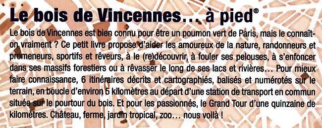 FFRP - VI15 LE BOIS DE VINCENNES A PIED FFRP