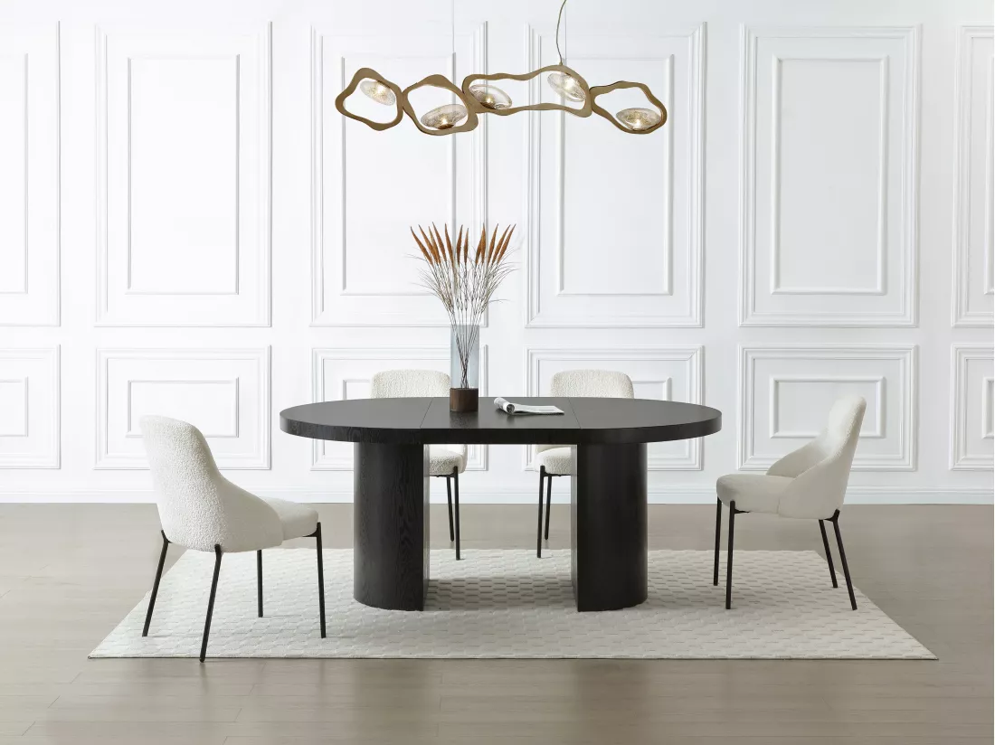 Table à manger extensible 4 à 12 personnes en MDF - Noir - SIDRINA