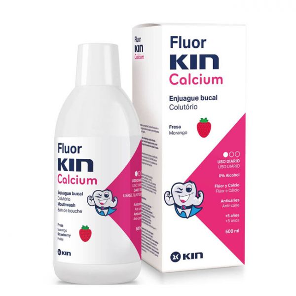 Kin Fluor Cálcio Colutório Morango 500ml
