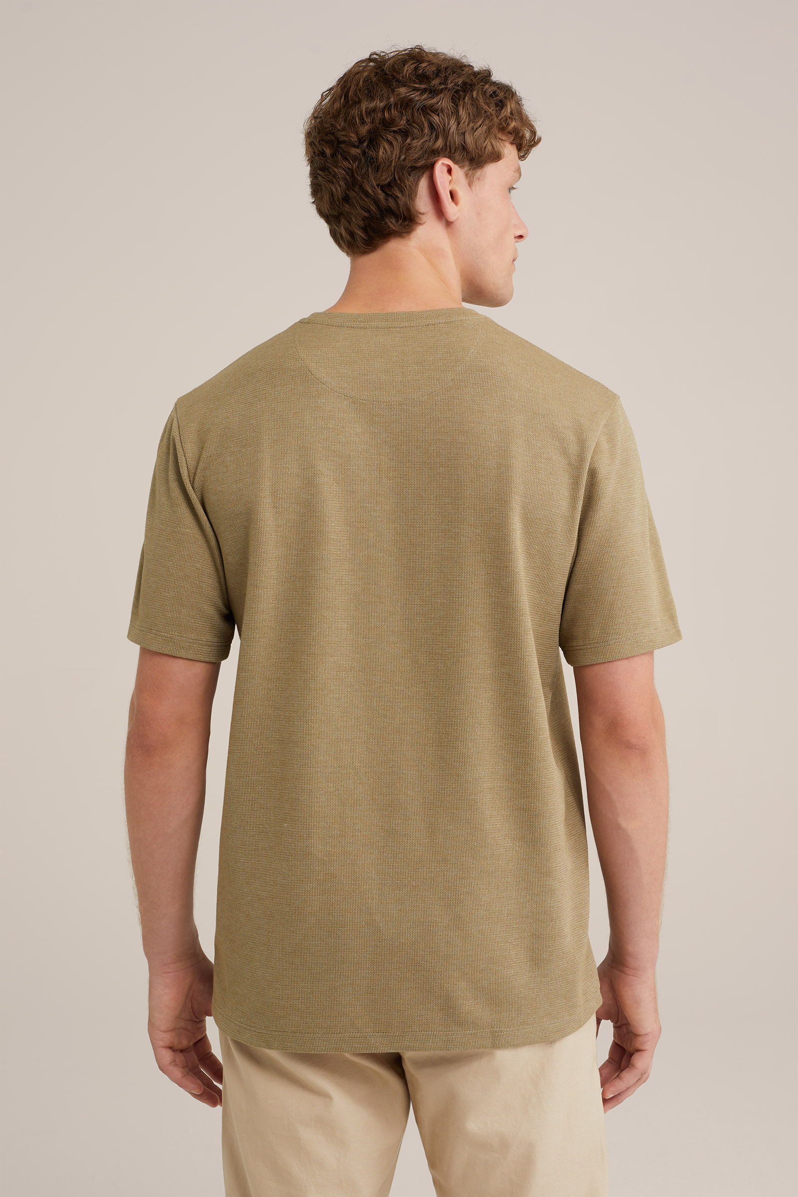 T-shirt met structuur WE Fashion Olijfgroen