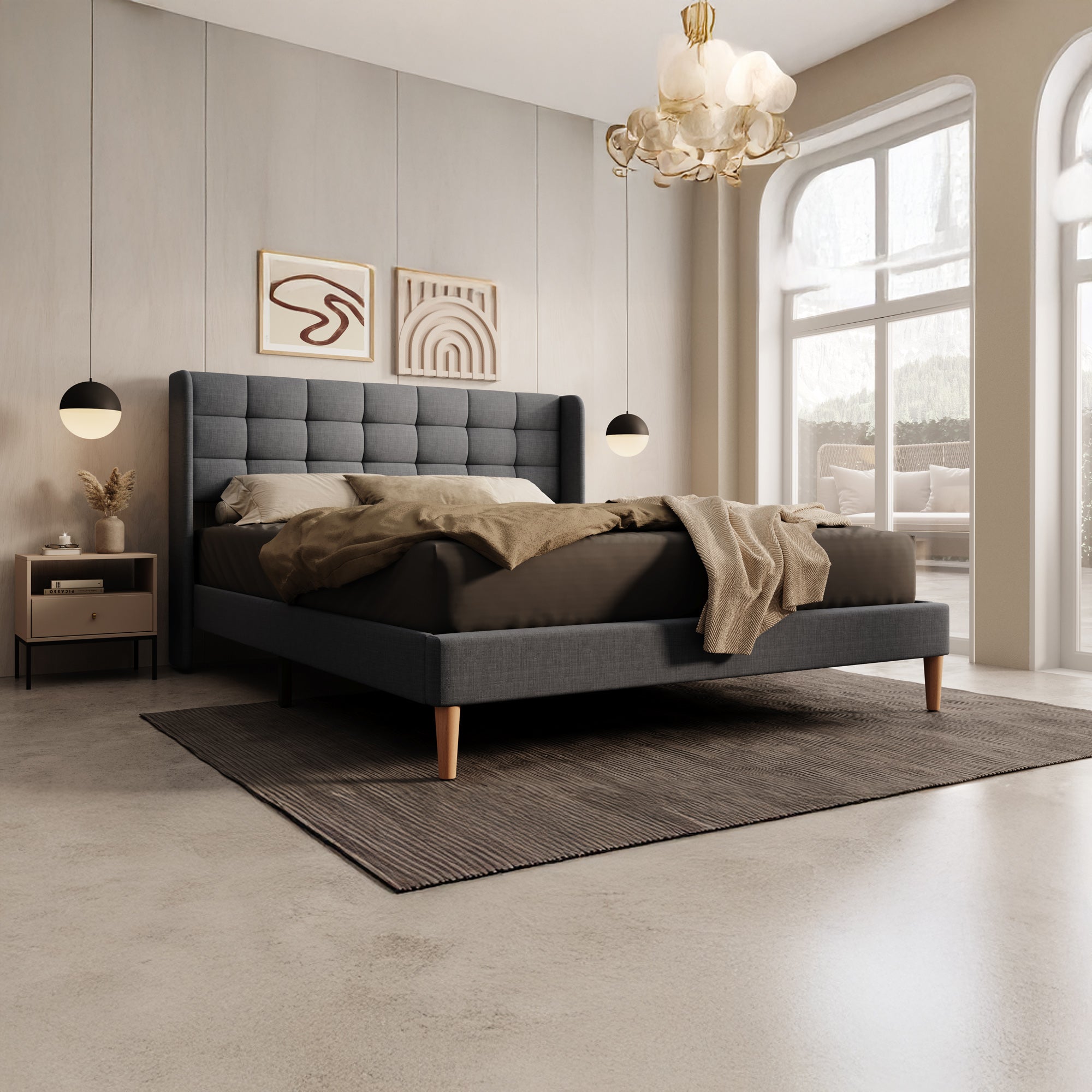 Christ - Tweepersoonsbed - Stof grijs - 160x200 cm