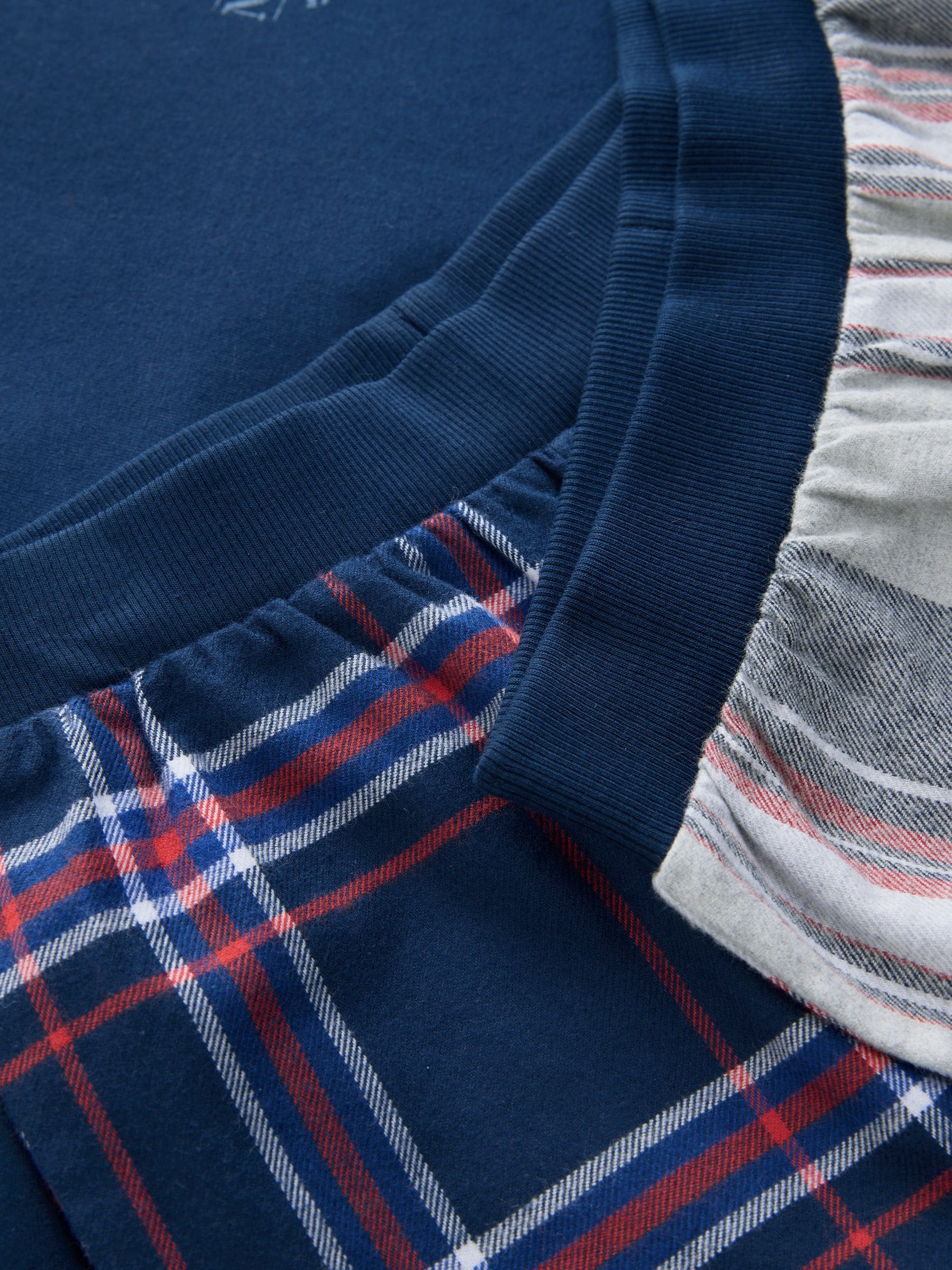 Grijs/blauw - Set van 2 geweven geruite pyjama's met lange mouwen (3-16jr)