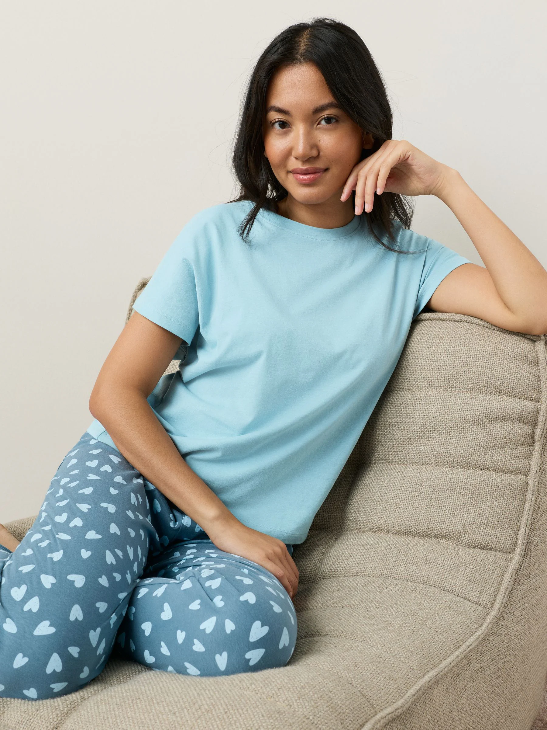 Blauw hart - Pyjama met korte mouwen