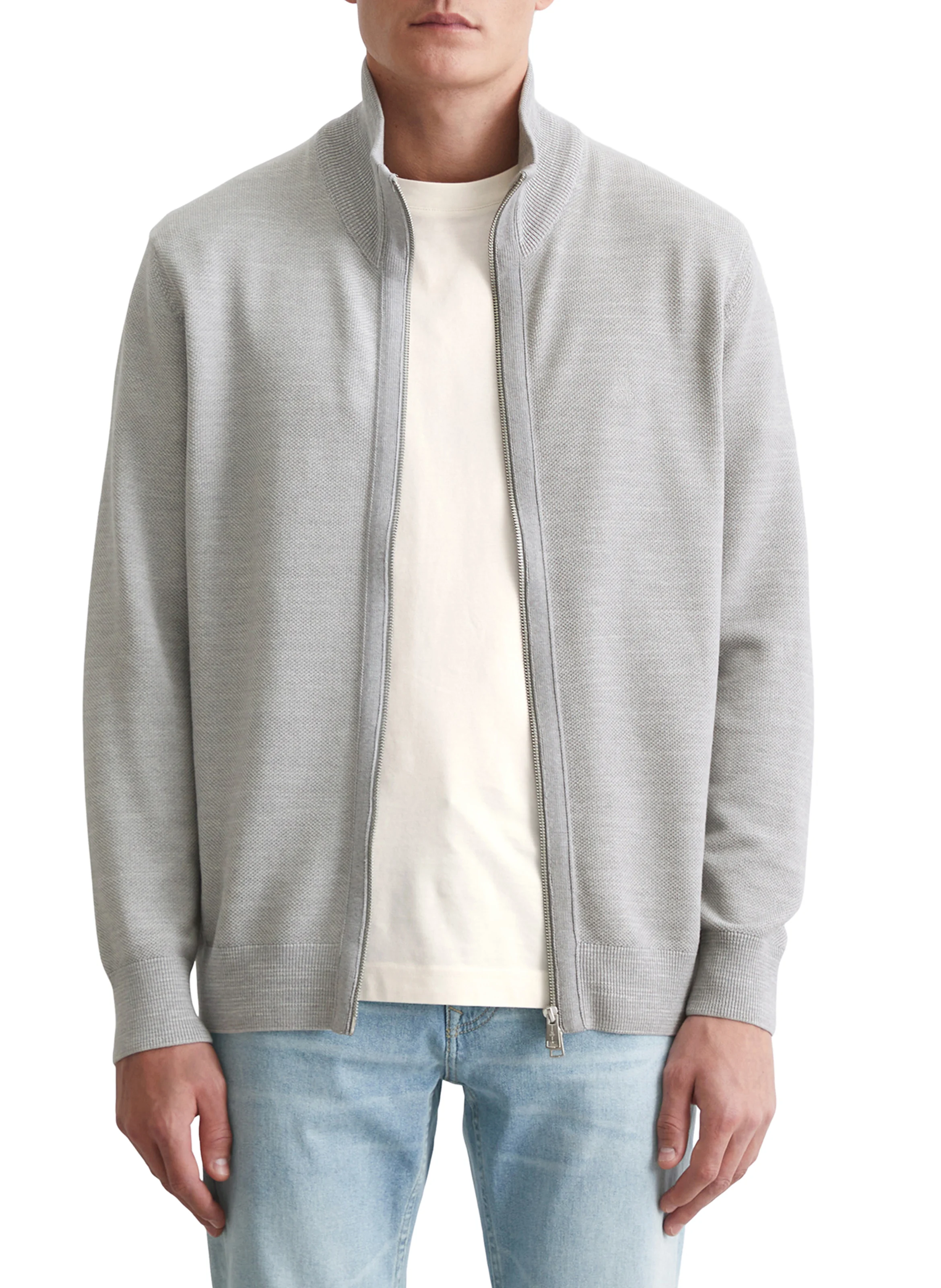 Gilet droit en coton | Gris