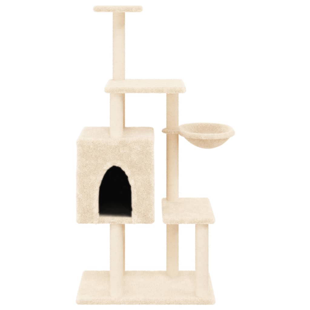 Arranhador para gatos vidaXL com hastes de sisal creme, 131 cm