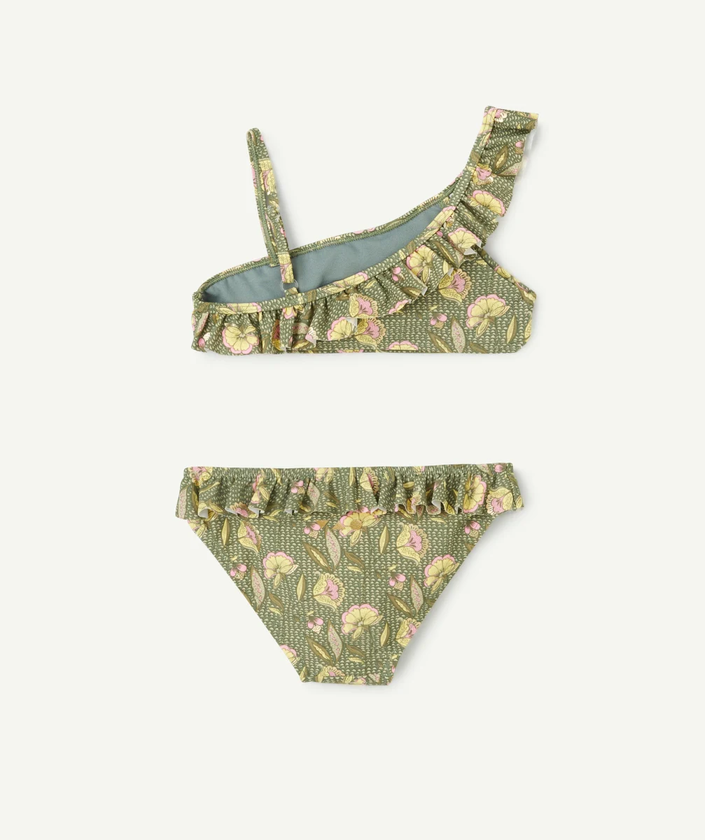 MAILLOT DE BAIN 2 PIÈCES FILLE EN FIBRES RECYCLÉES IMPRIMÉ FLEURS