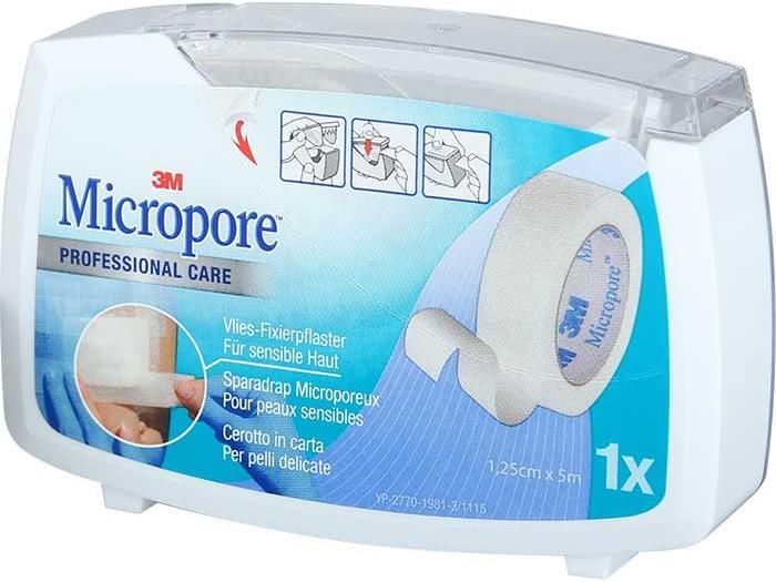 3M Micropore Fixierpflaster Vlies weiss mit Dispenser 1.25 Zur Fixation von Wundauflagen