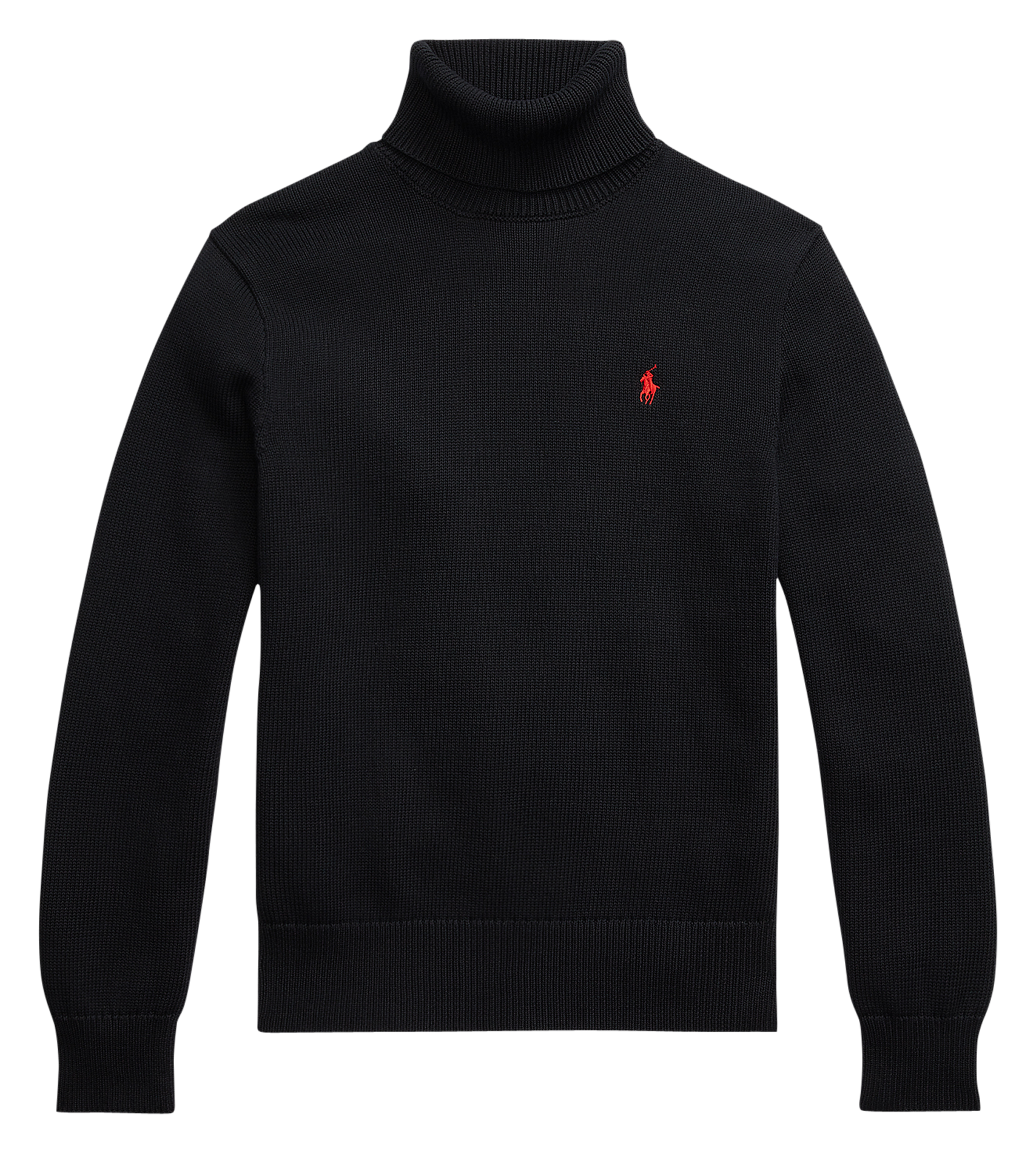 Pull col roulé à manches longues en coton| Noir