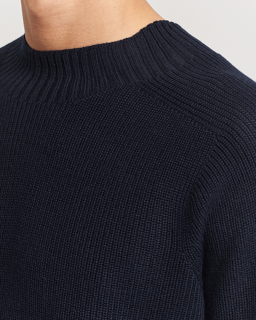 Oscar Jacobson Collins Knitted Wool Turtleneck Navy
