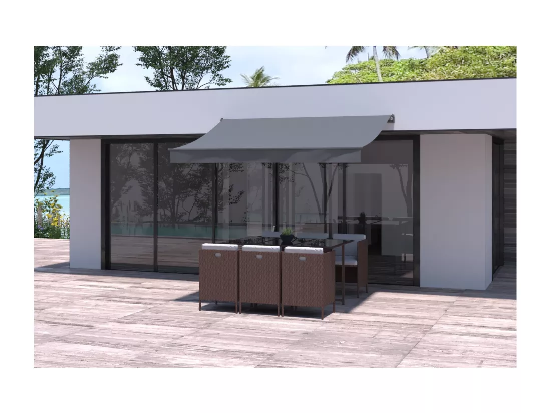 Store banne manuel 3 x 2 m gris polyester ADRO