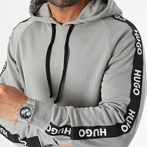 Sweat Capuche A Bandes Sporty Logo 50497003 Gris