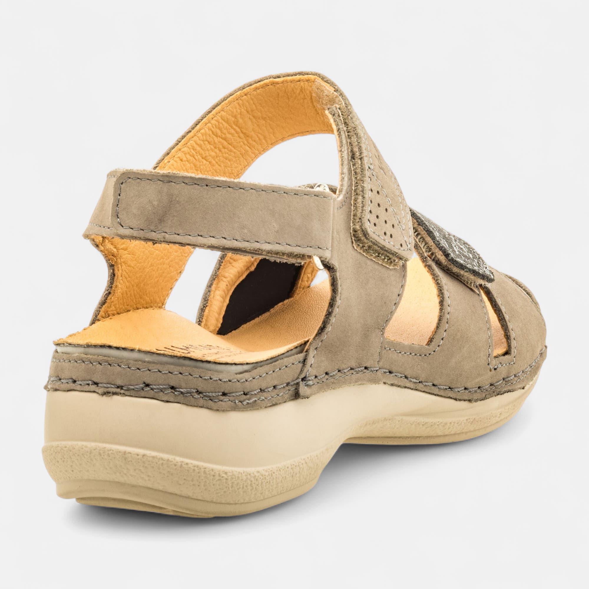 Nu-pieds confort Femme en cuir gris