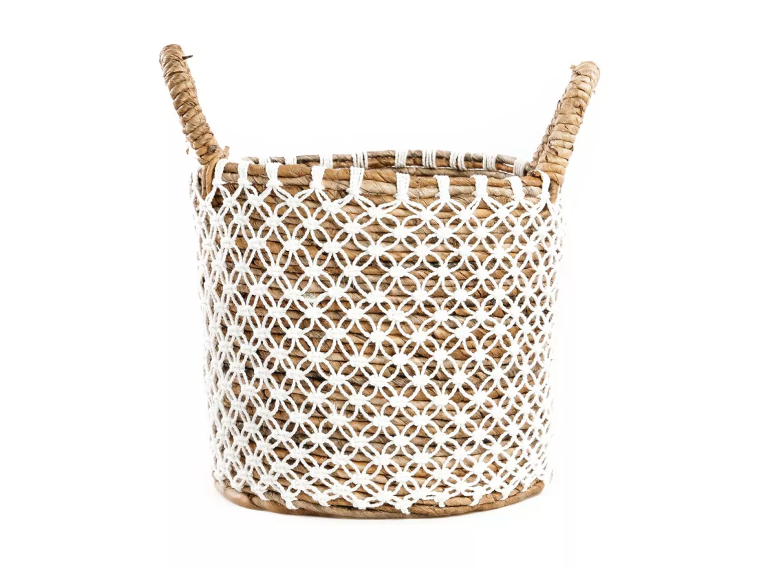 Le Panier Cross Stitched Macramé - Naturel Blanc - S