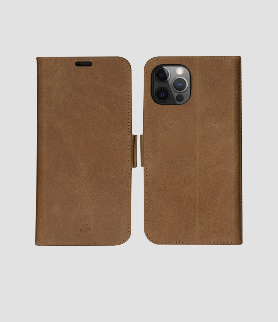 iPhone 12 / 12 Pro Echtleder Tasche mit RFID Schutz Copenhagen (CO61GT001670) - Tan