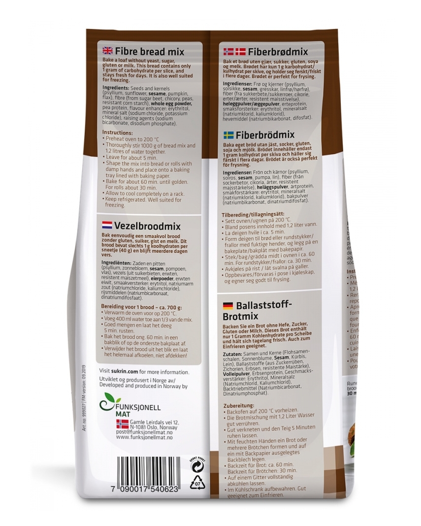 Funksjonell Mat Sunnere Fiberbrød 1kg