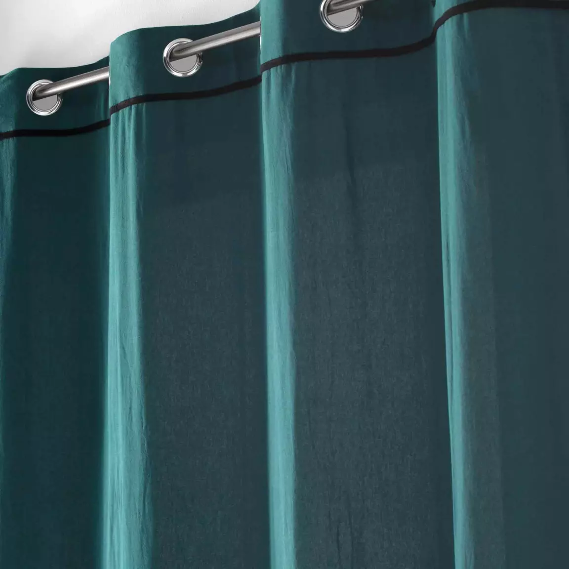 Rideau coton lavé (135 x 240 cm) Linette Bleu pétrole