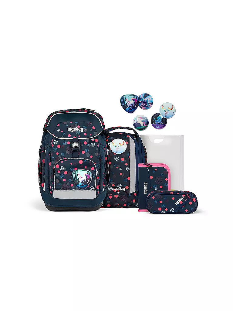 ERGOBAG Schultaschen Set 6tlg MAXI Reflex Glow - PhantBärsiewelt  dunkelblau