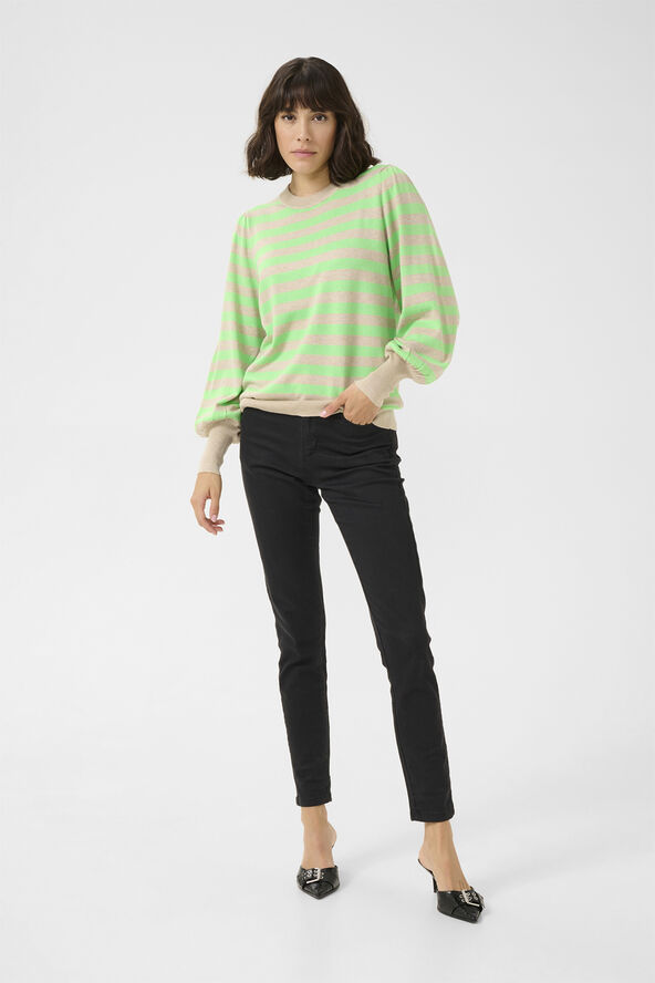 Kaffe KAlizzy Stripe Knit Pullover Feather gray mel./green