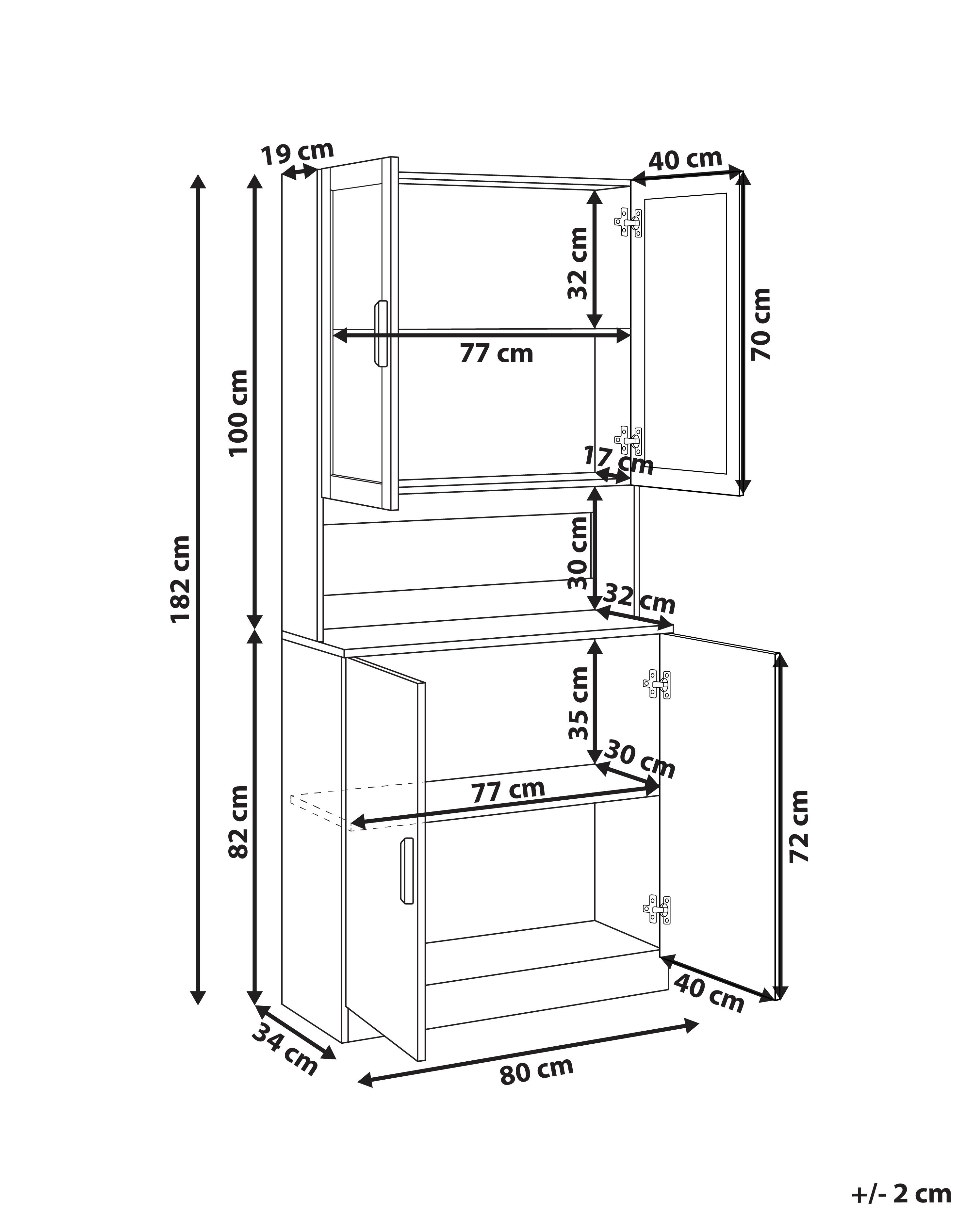 Glazen vitrinekast CYGNET 80 cm Wit