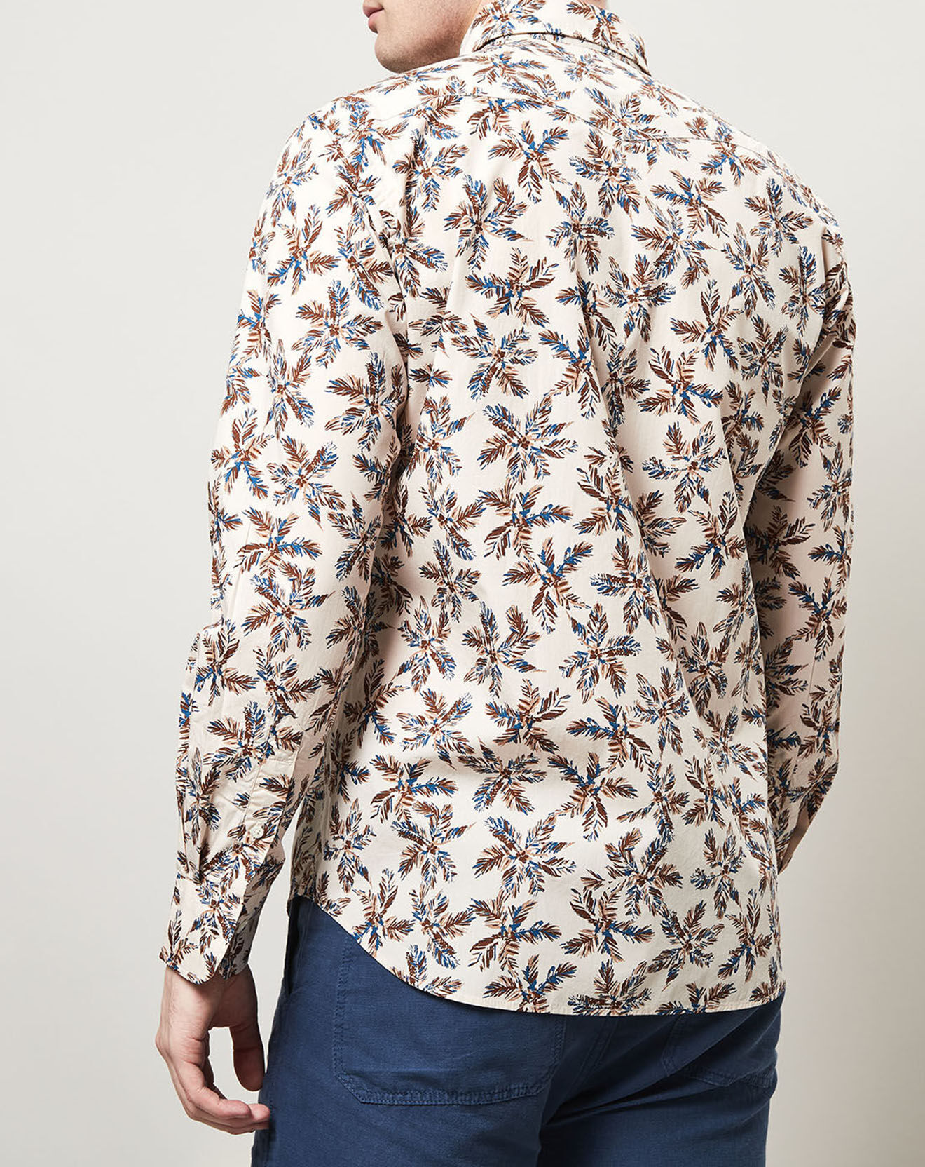 Hartford Chemise slim Storm imprimé palmiers beige