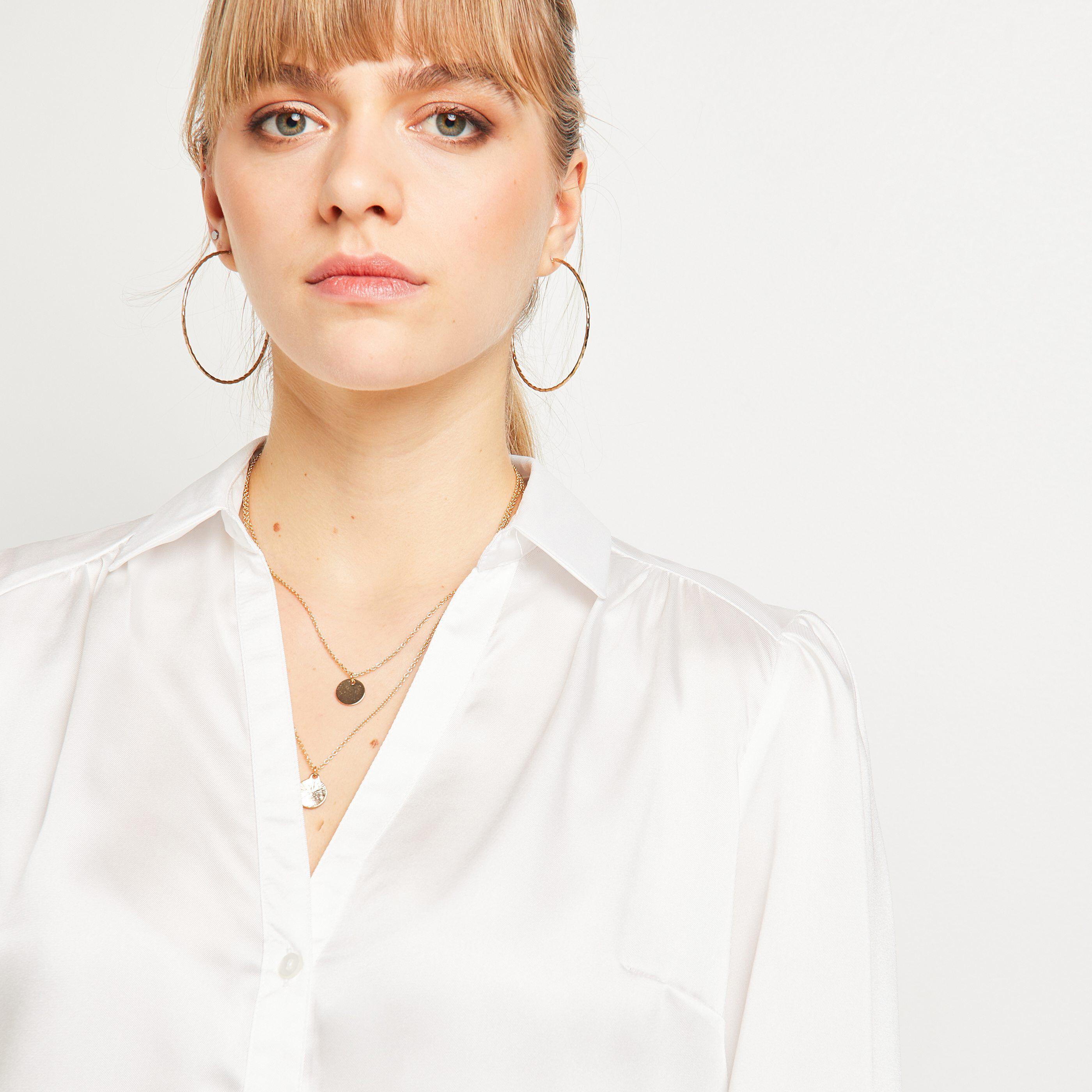 Chemise en satin femme - ECRU