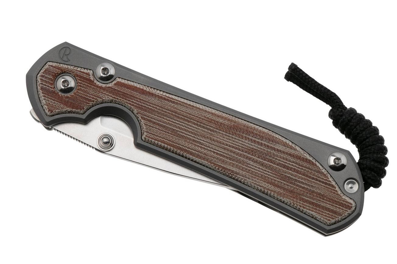 Chris Reeve Large Sebenza 31, L31-1660, Stonewashed CPM MagnaCut, Glass Blasted Titanium, Micarta Canvas Inlay, zakmes