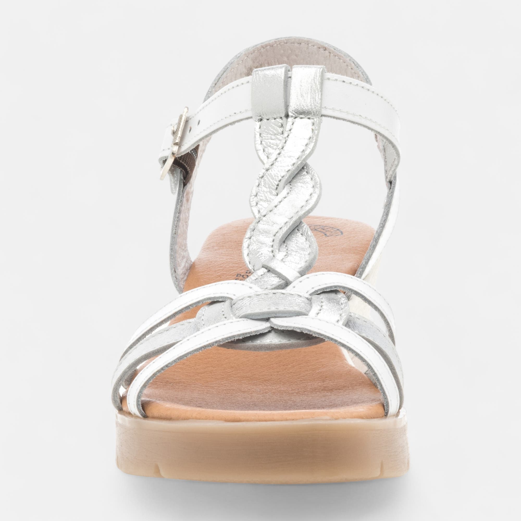 Sandales à talon compensé Femme en cuir blanc