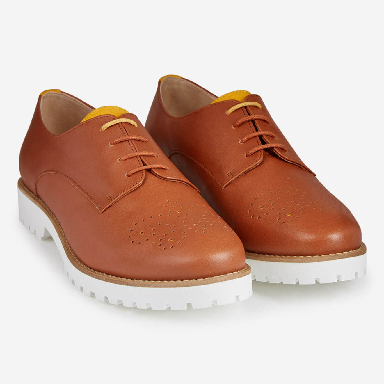 Mellow Yellow Derbies en Cuir Foilou camel