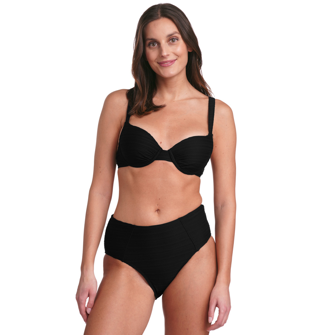 Gina Benotti Damen Bikinioberteil mit Streifenstruktur schwarz