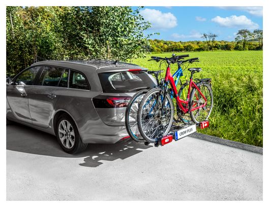 Porte-Vélos sur Boule d'Attelage Eufab Crow Plus Prise 13 Broches - 2 Vélos (Compatible E-Bikes) Noir