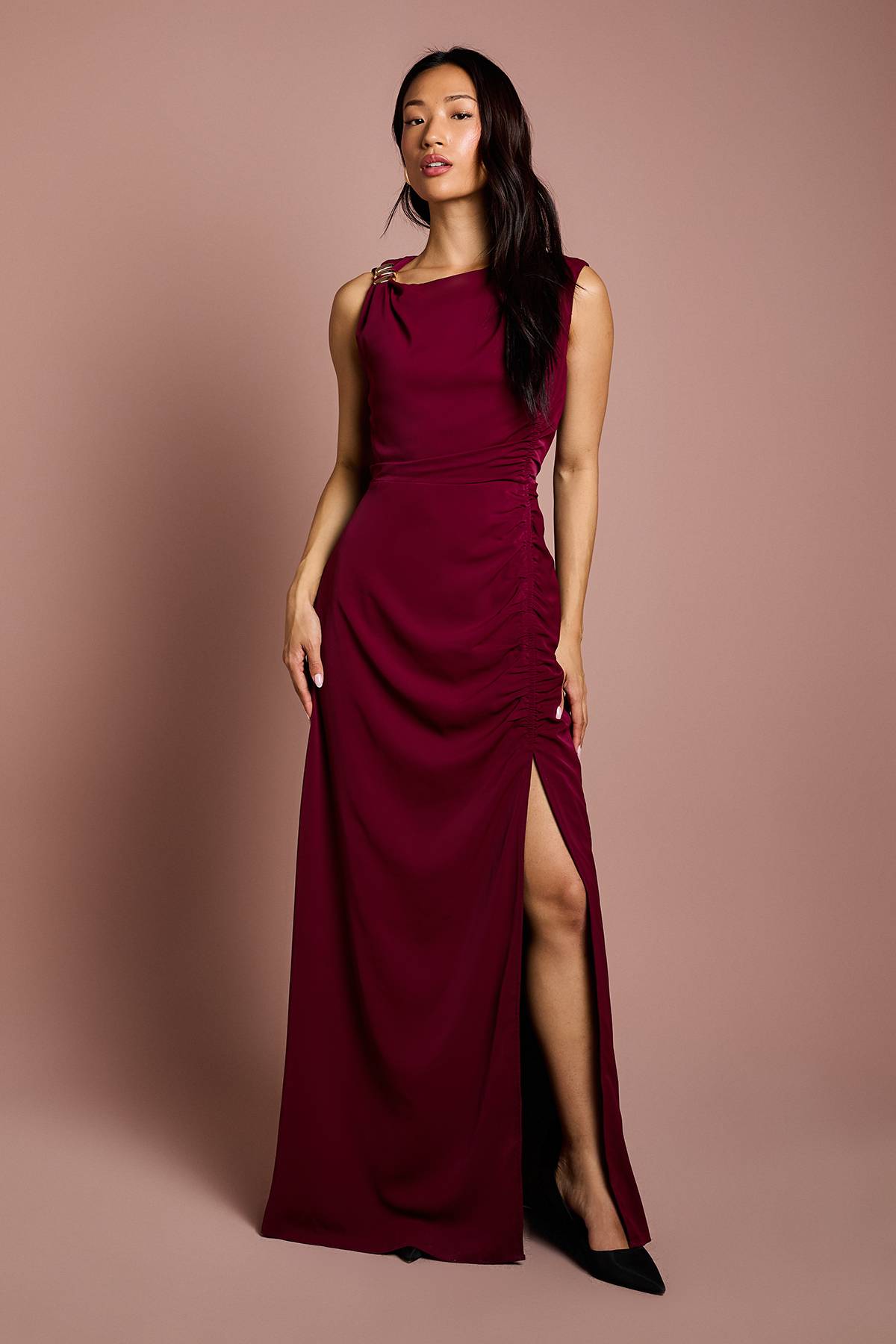 Coast Robe Longue Sans Manches Froncée Avec Détail Boucle
