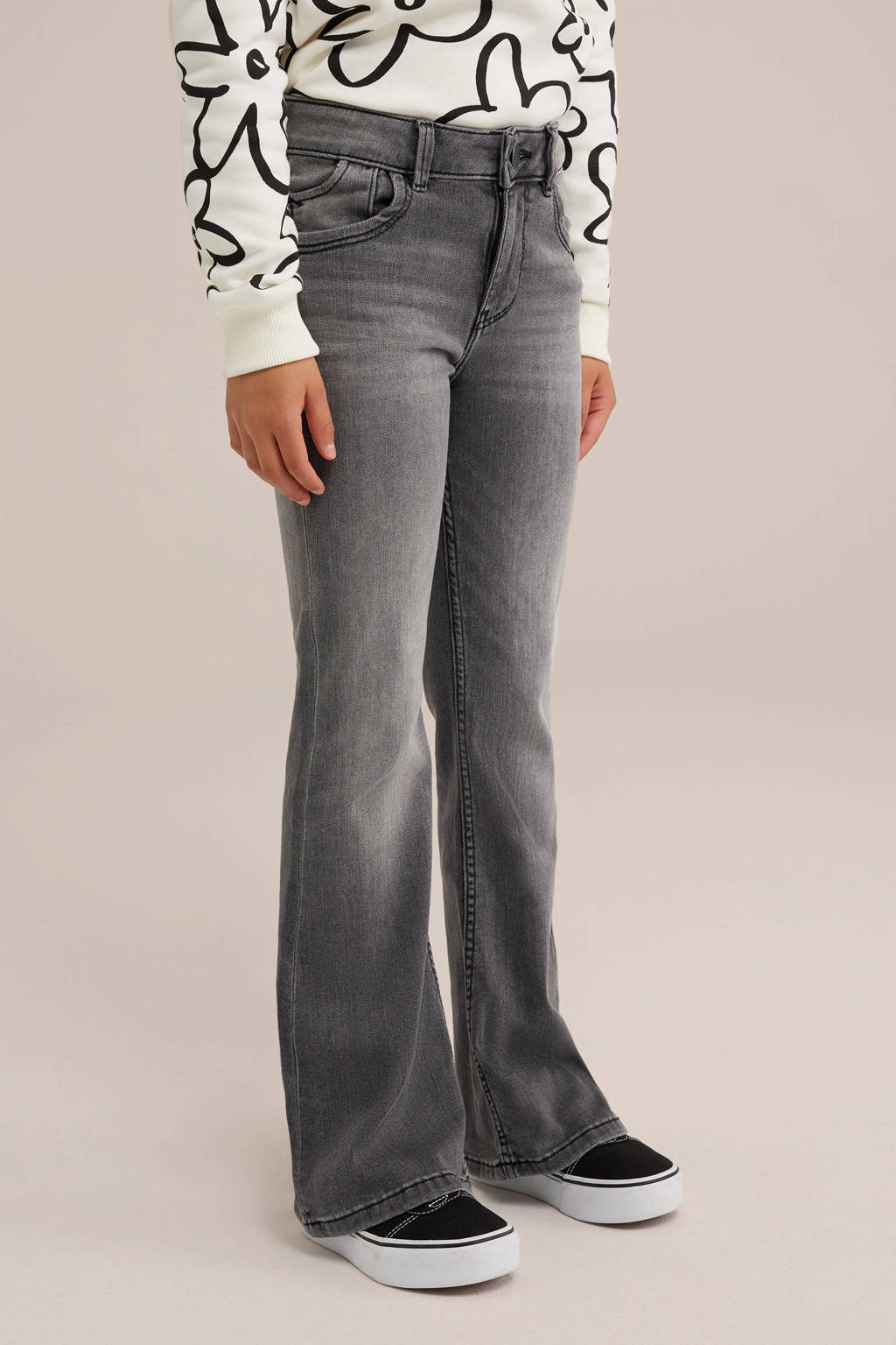 WE Fashion flared jeans dark grey