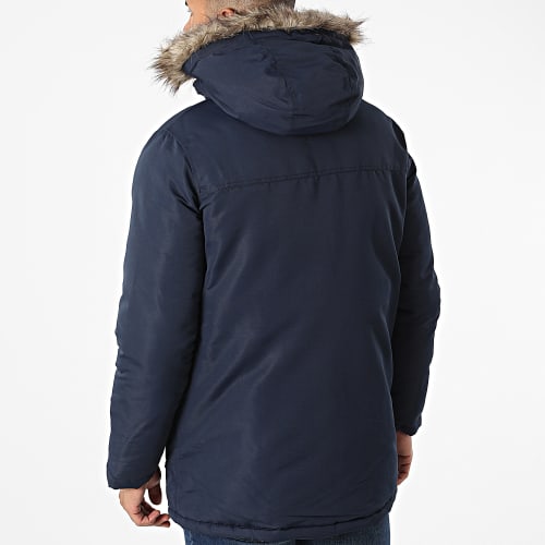 Parka Capuche Fourrure Craft Bleu Marine