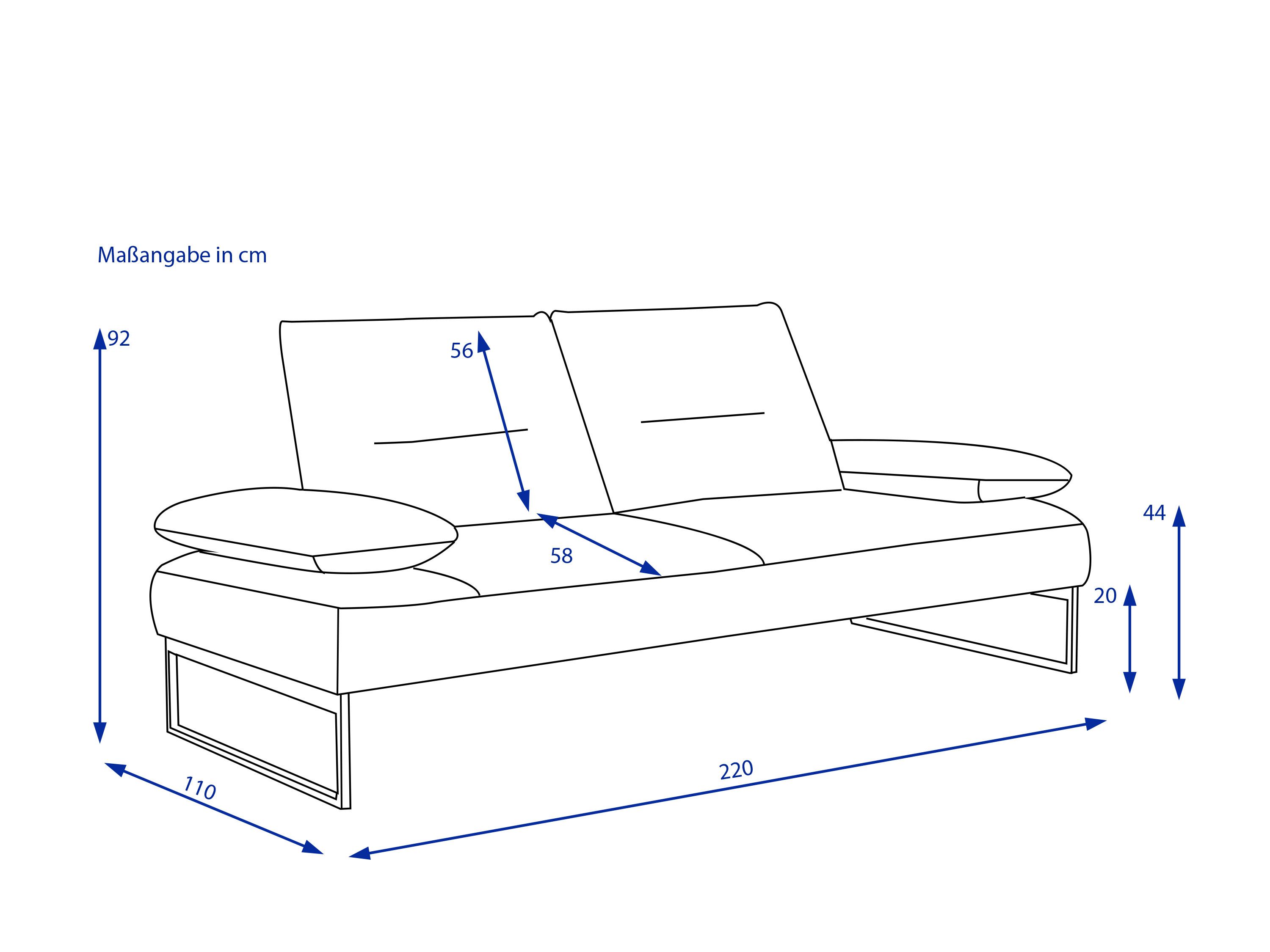 Sofa 2,5 Sitzer BPW 9360 asche