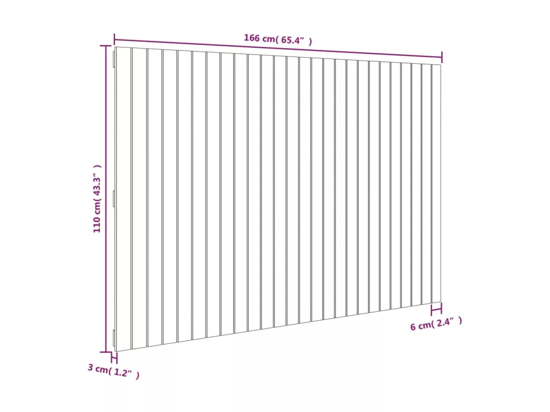 Tête de lit murale 166x3x110 cm Bois massif de pin