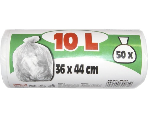 Witte vuilniszakken, 10 liter, 50 stuks