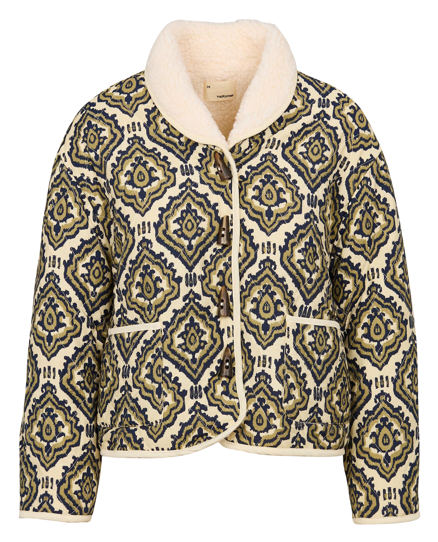 Manteau col châle droit imprimé | Multicolore