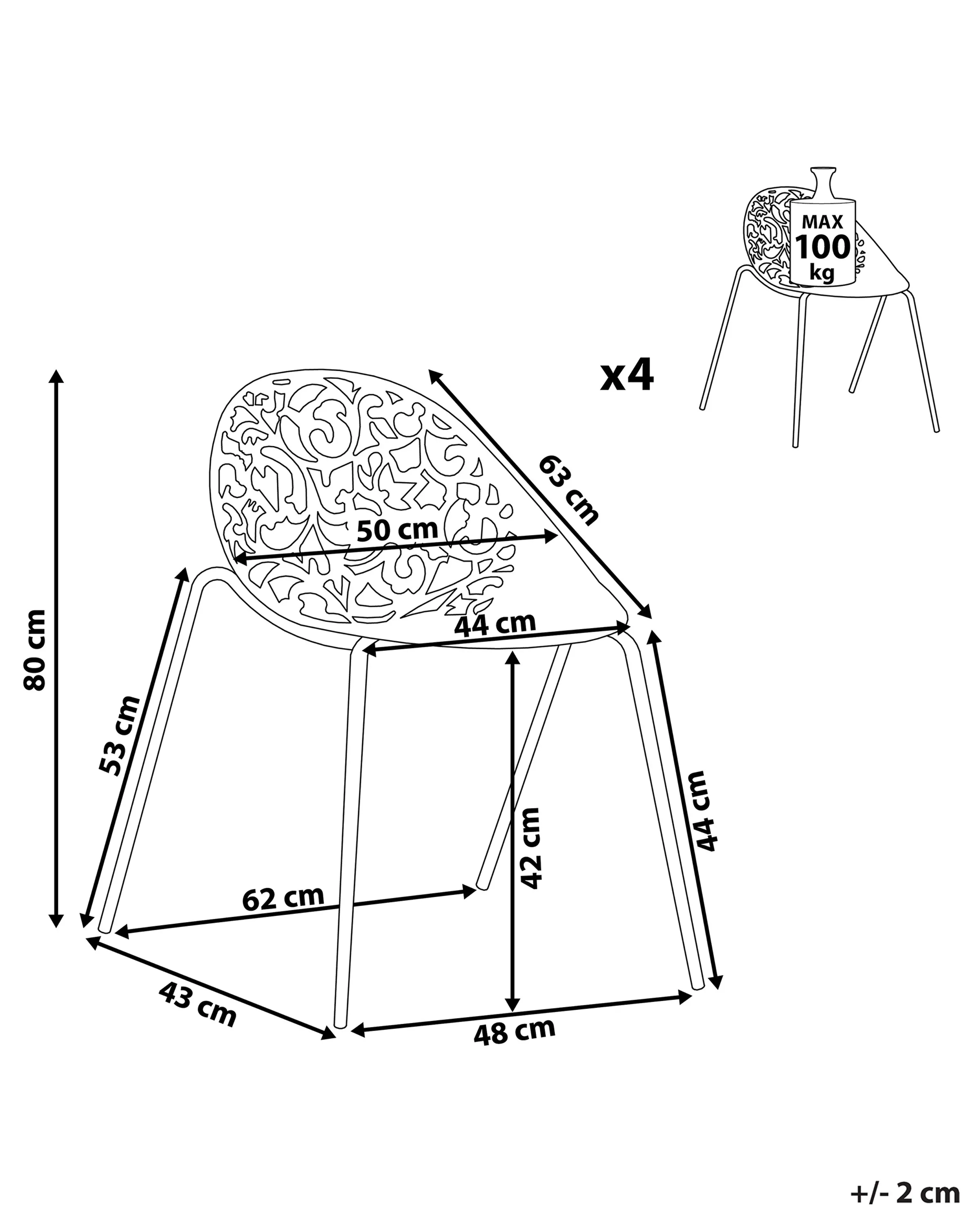 Set van 4 eetkamerstoelen MUMFORD Lichtgrijs