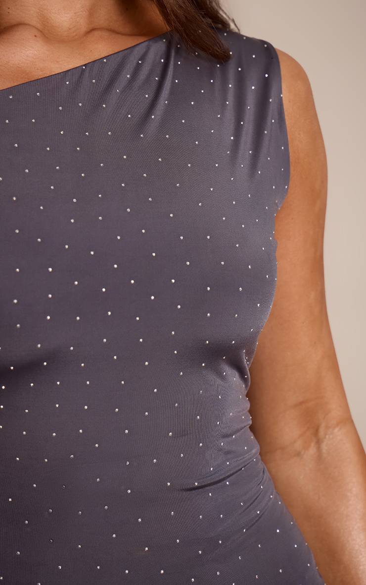 Charbon Haut Long Asymétrique Slinky À Strass Thermocollants