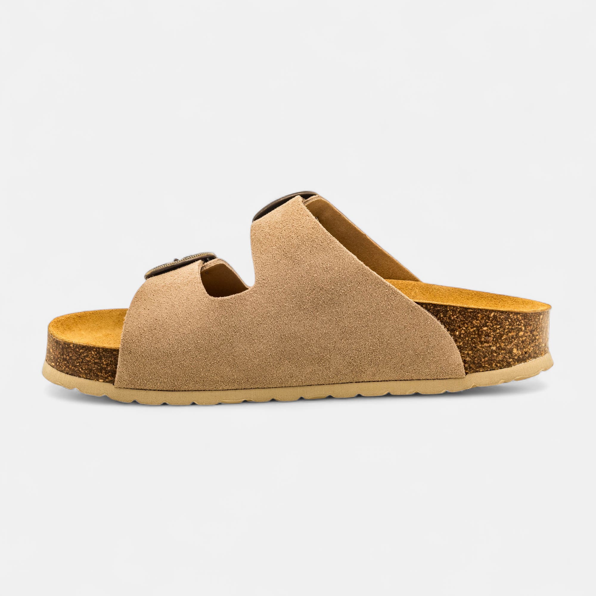 Mules semelle liège Femme en cuir gris