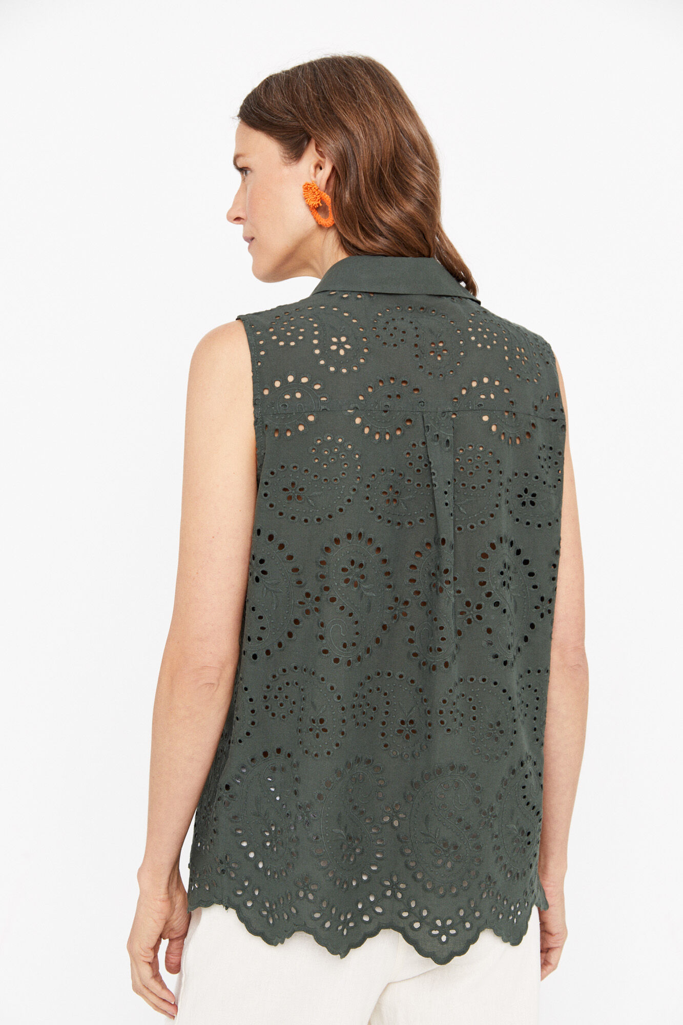 Camisa bordada Algodón - Cáqui