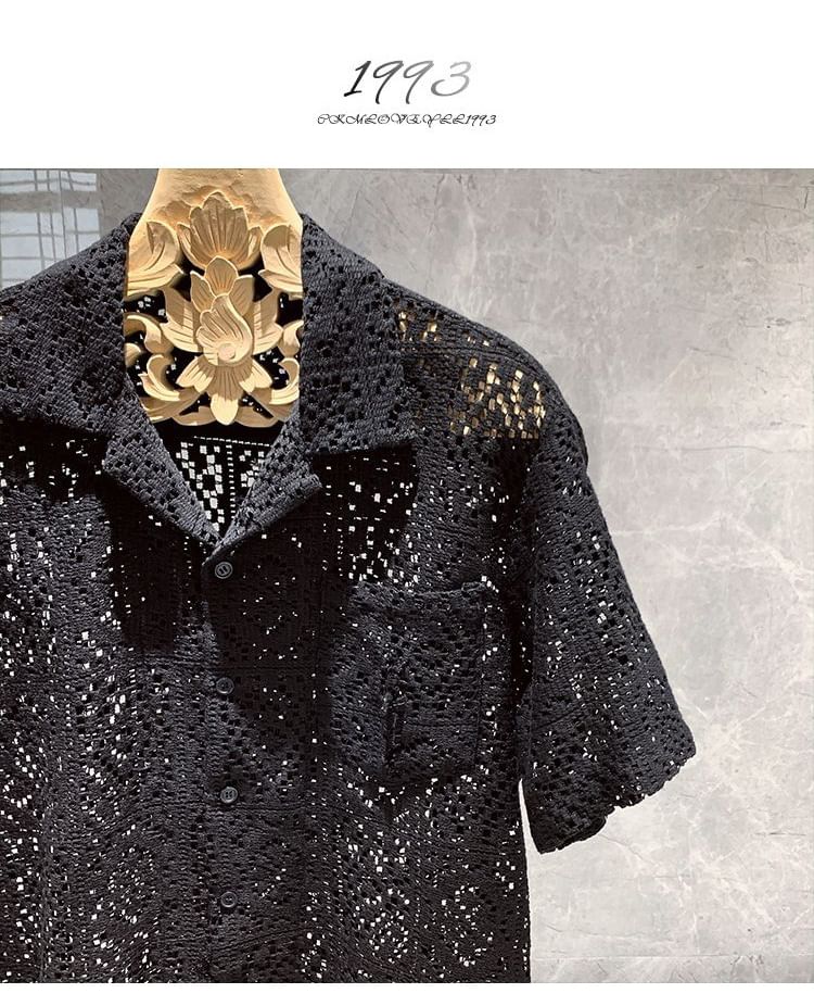 Wewewow - Kanten shirt met korte mouwen