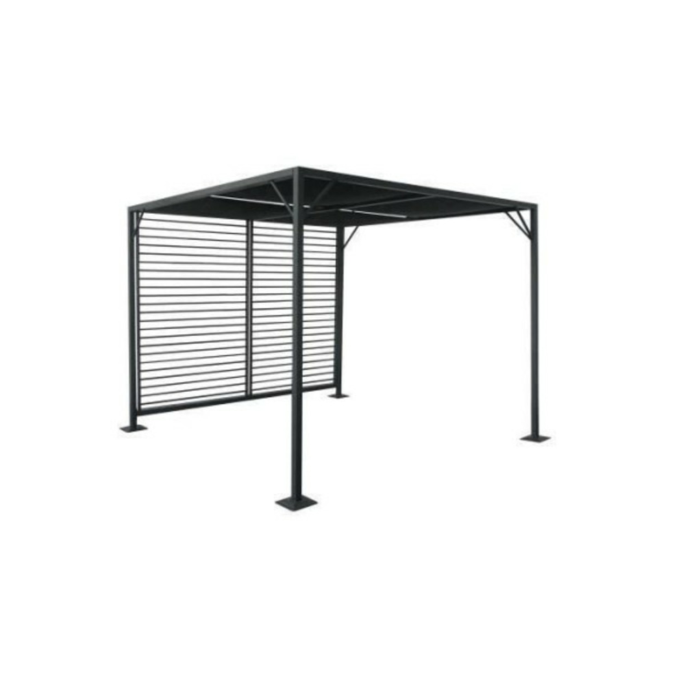 Pergola a toit coulissant avec une structure en aluminium et acier - 2,80 x 2,80 metres - gris foncé